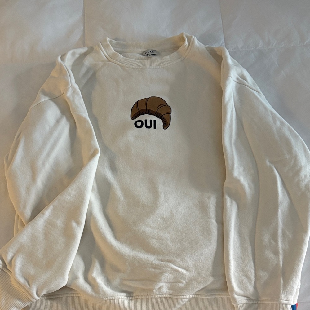 KULE Cream Sweatshirt with Croissant Graphic